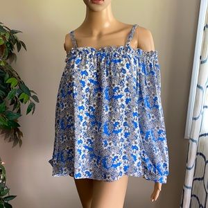 Parker Off the Shoulder Floral Print Blouse Size Medium